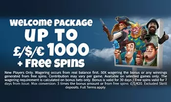 Welcome Package up to £1,000 + 100 Free Spins