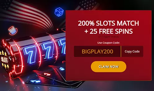 200% and 25 Free Spins Slots Match Bonus