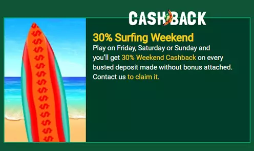 Fair Go 30% Weekend Cashback Bonus