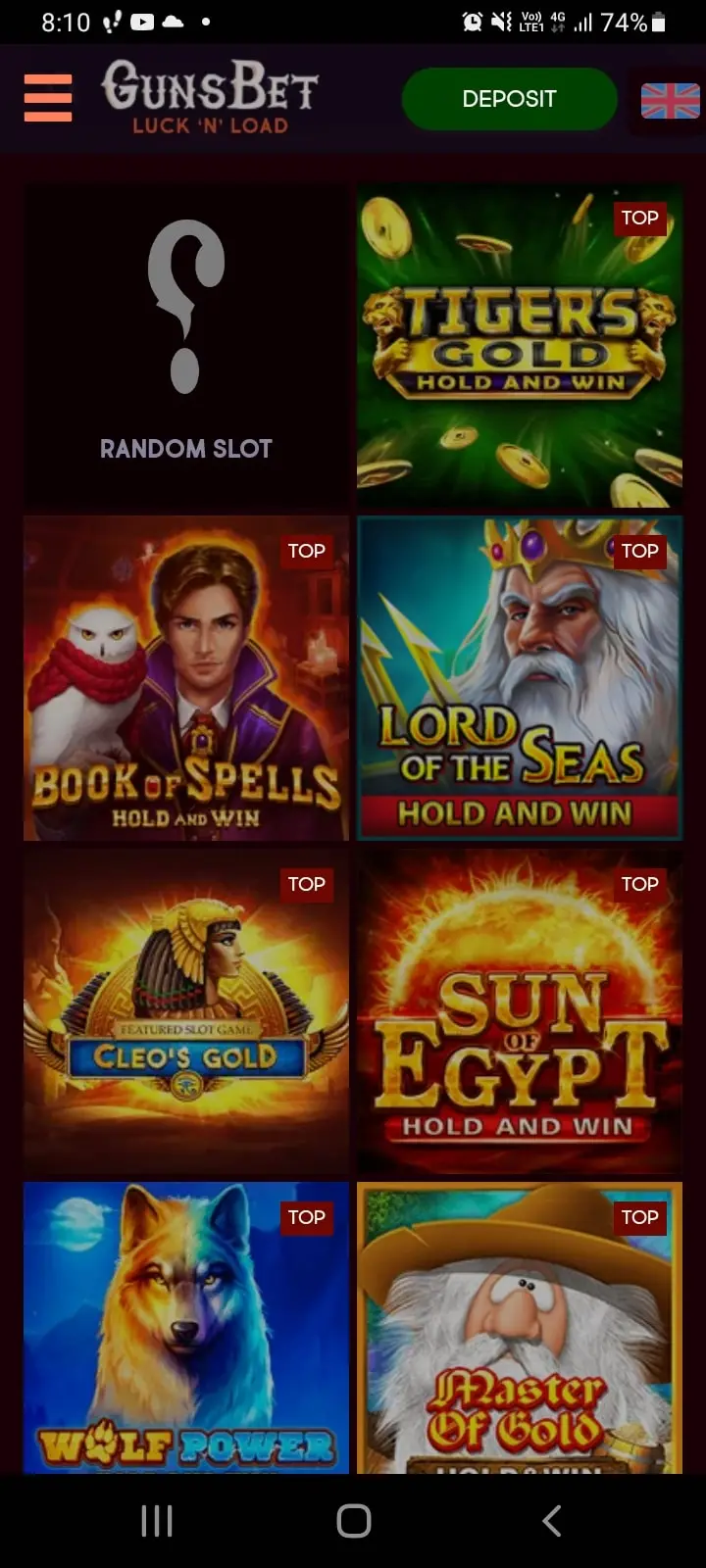 gunsbet casino app screenshot 1