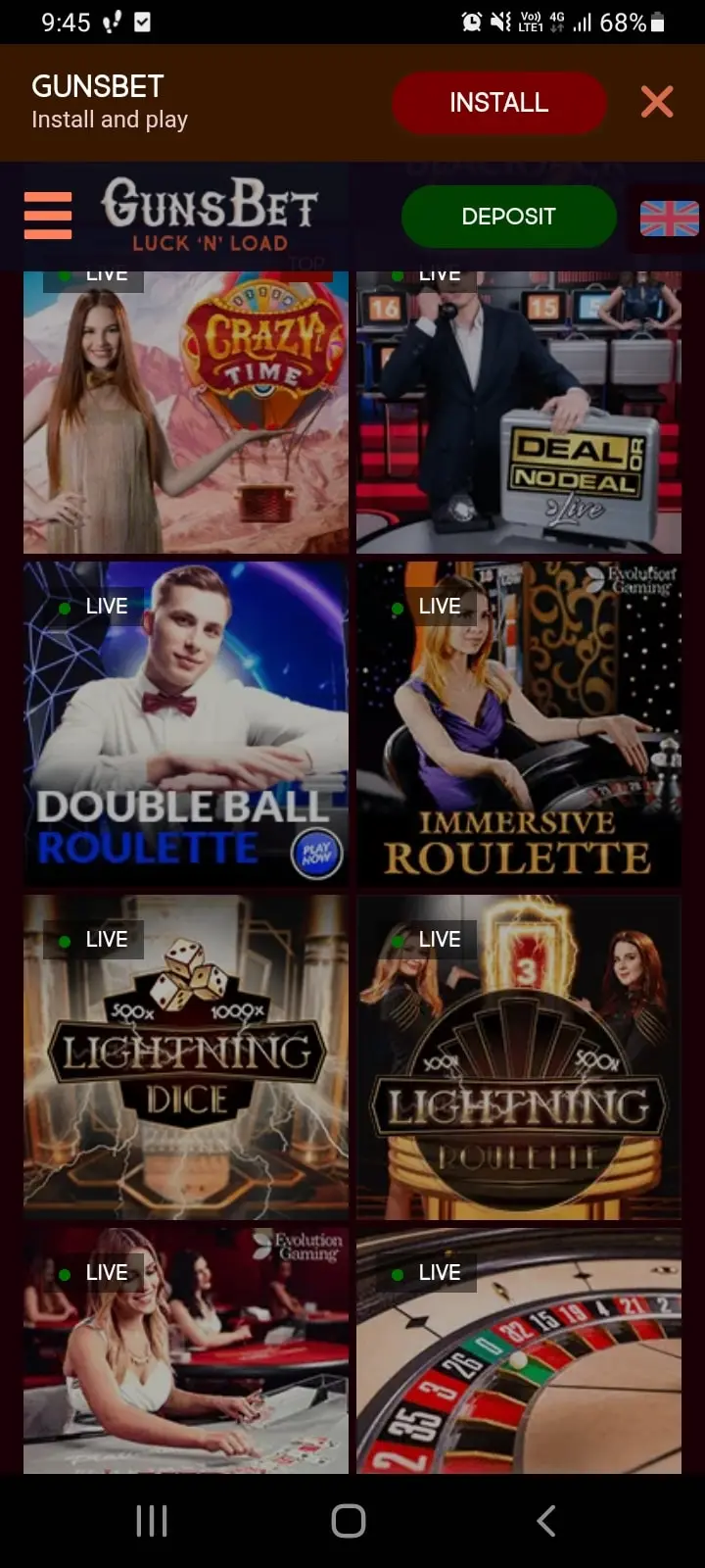 gunsbet casino app screenshot 7