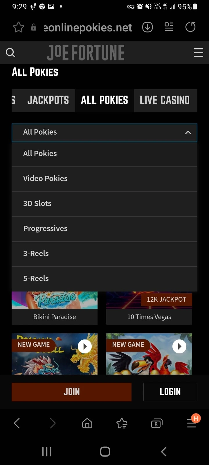 joe fortune casino app screenshot 1