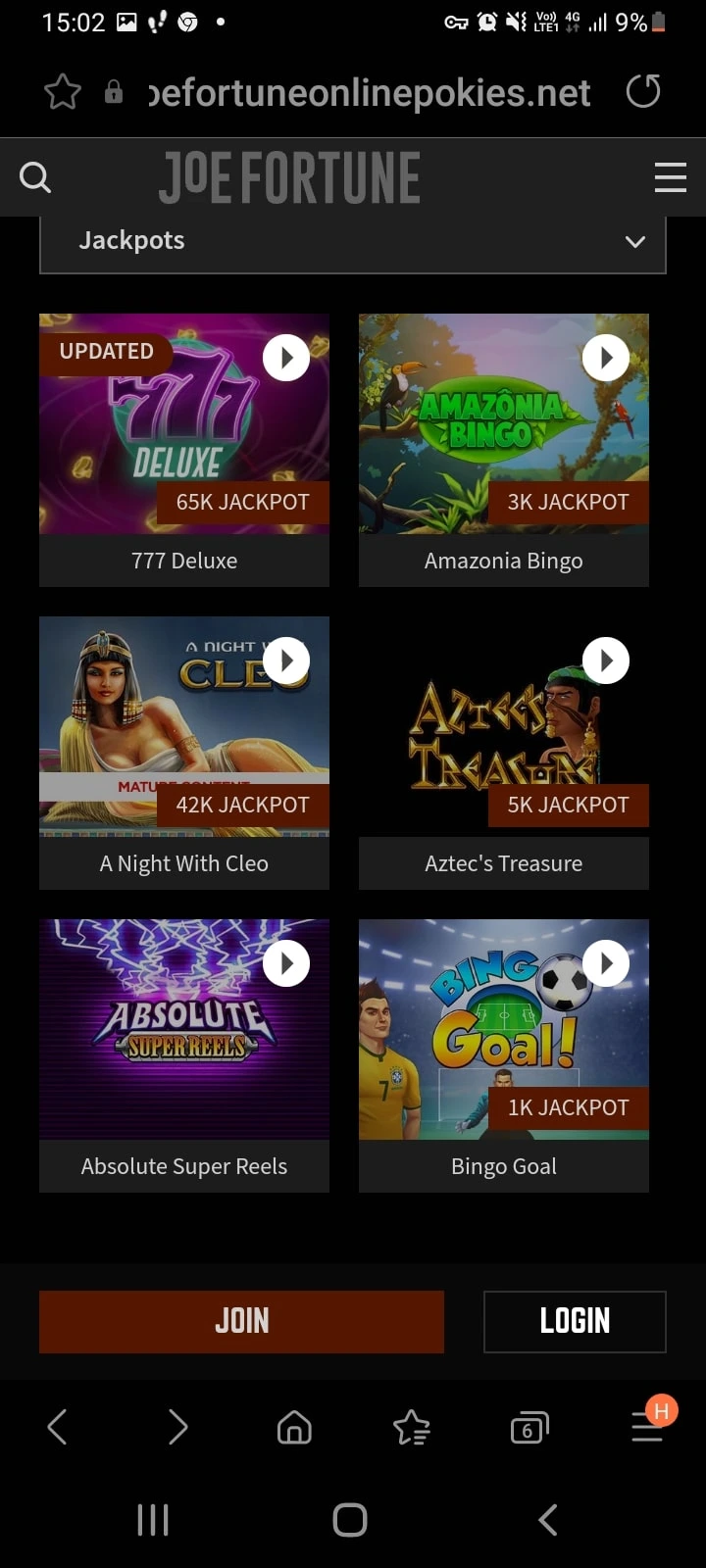 joe fortune casino app screenshot 4