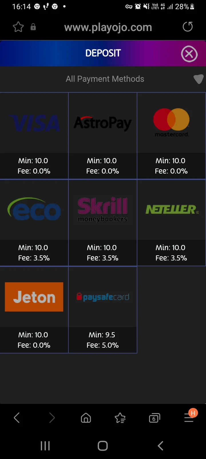 PlayOJO casino app screenshot 12