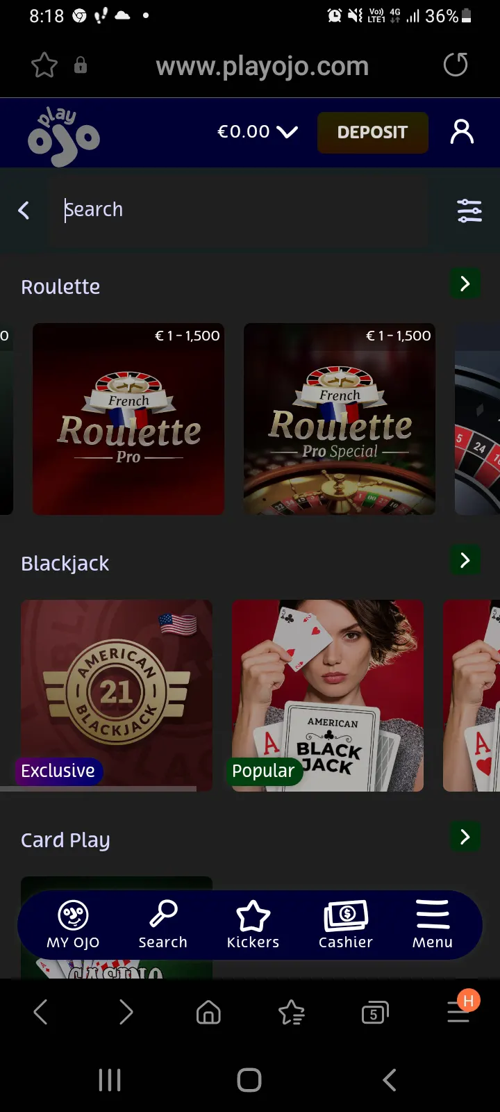 PlayOJO casino app screenshot 3
