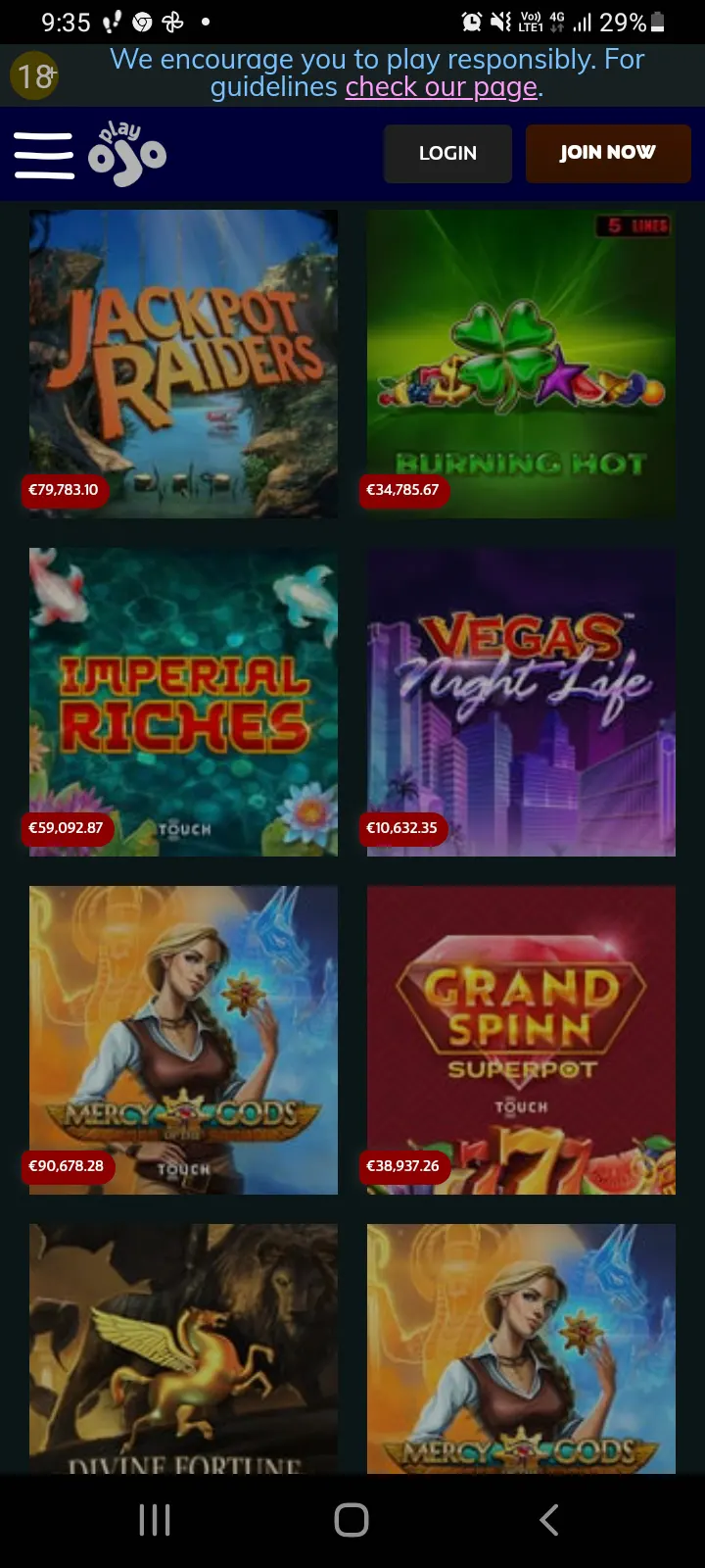 PlayOJO casino app screenshot 6