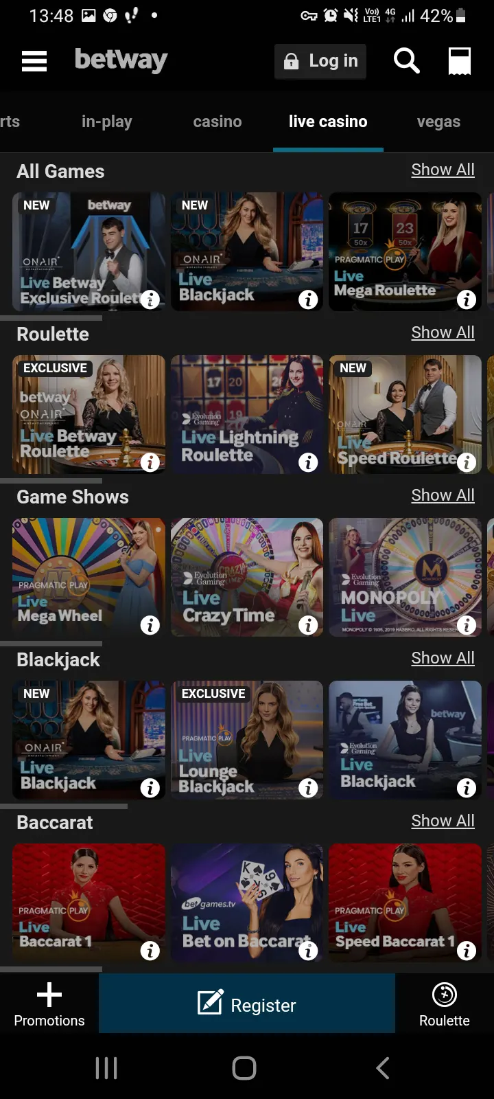 Betway casino app screenshot 7