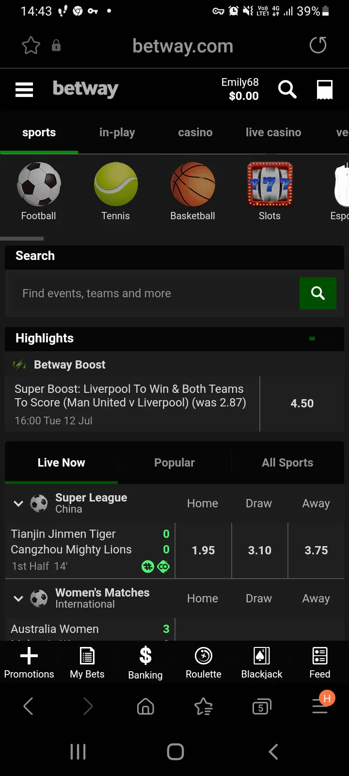 Betway casino app screenshot 9