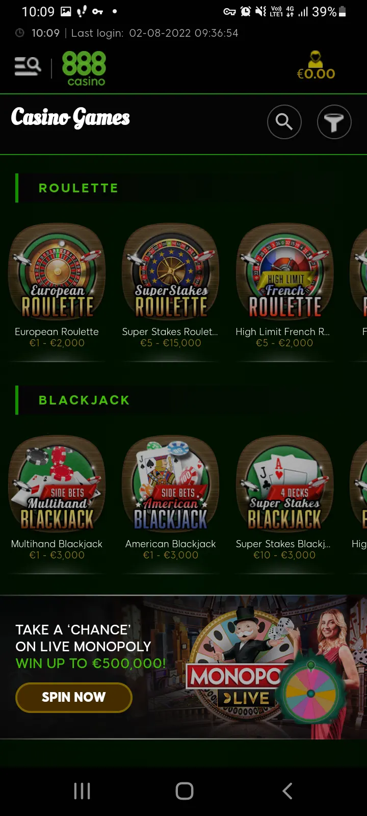 888casino app screenshot 3