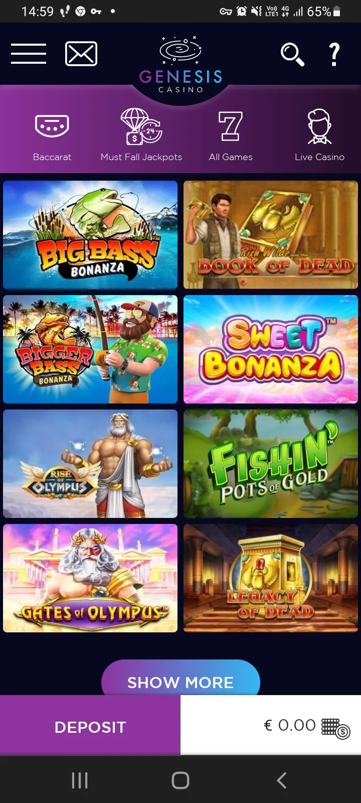 Genesis casino app screenshot 1