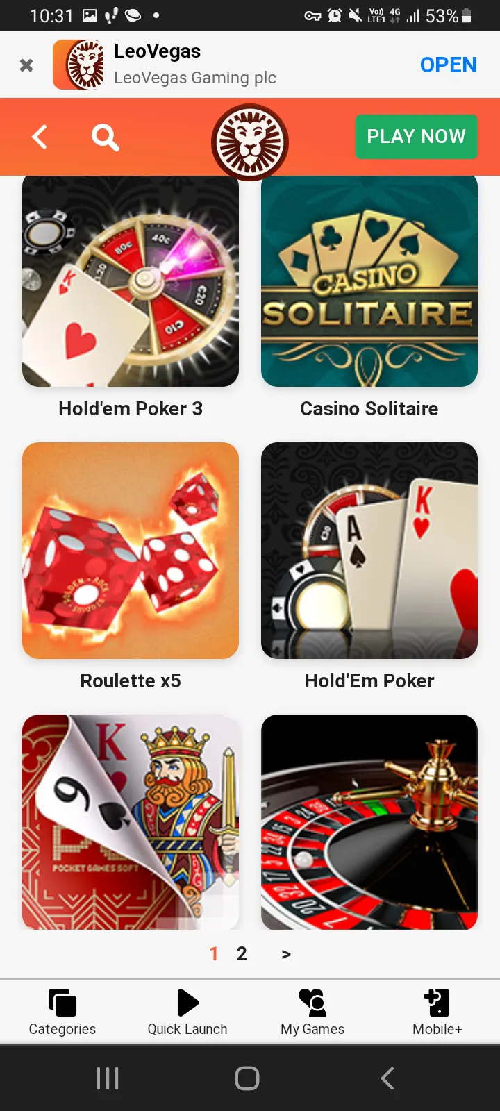 LeoVegas casino app screenshot 3