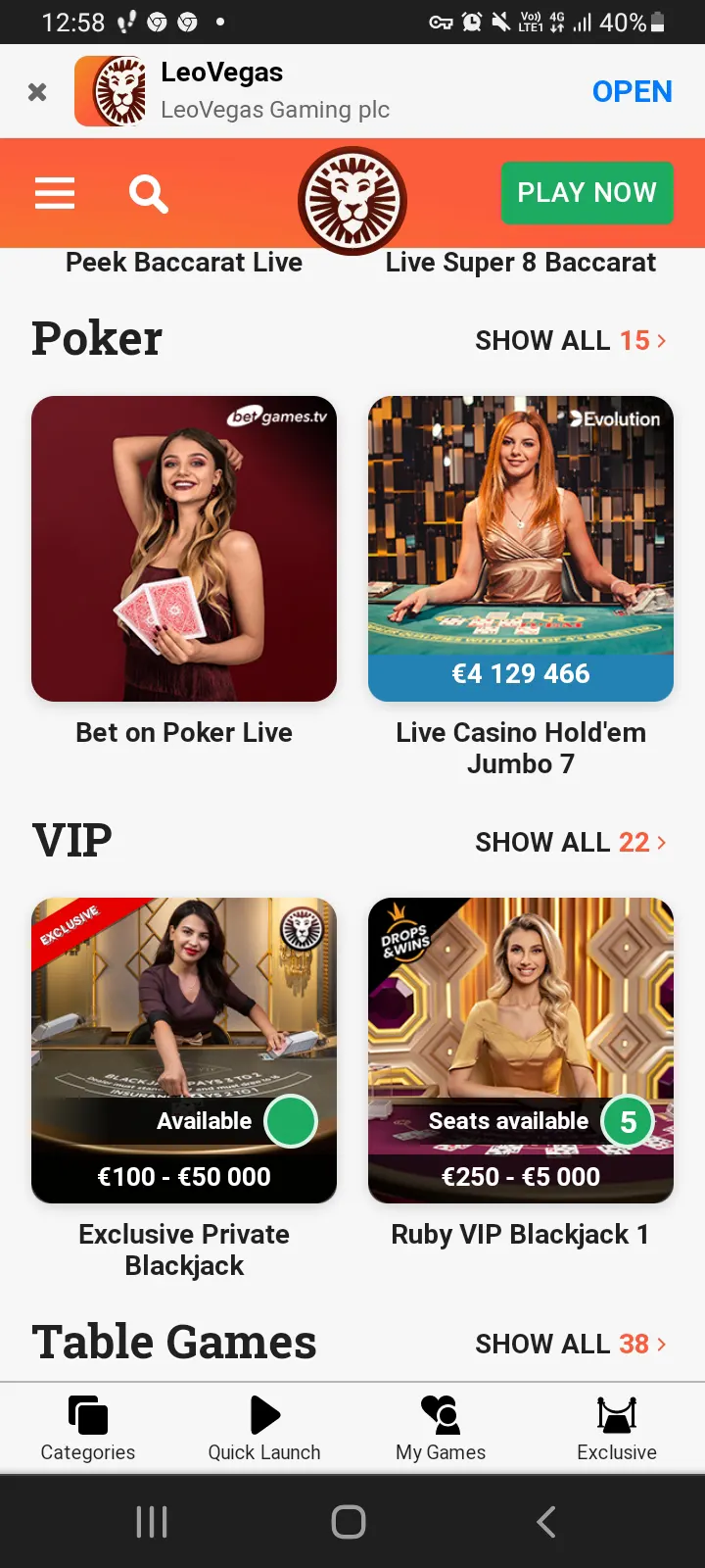 LeoVegas casino app screenshot 7