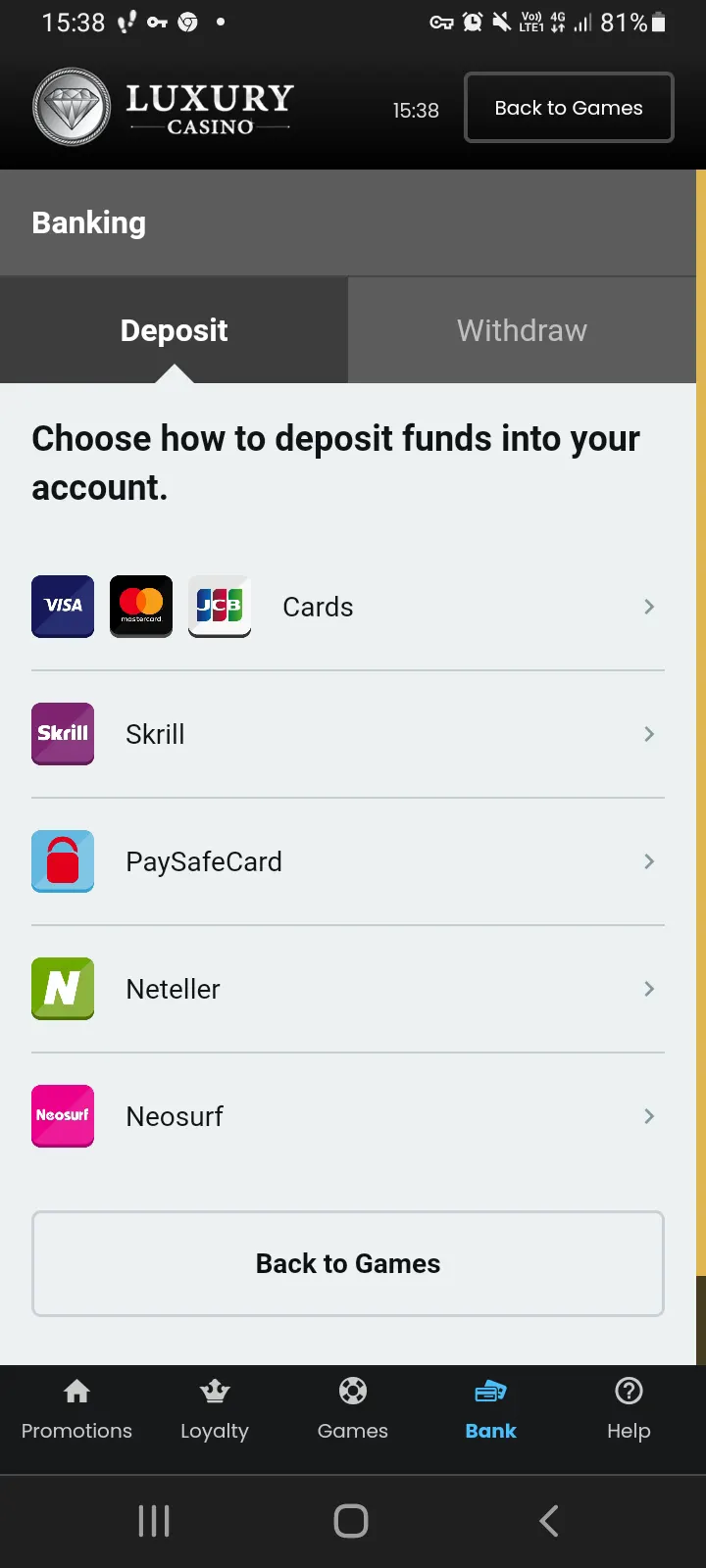Luxury casino app screenshot 9
