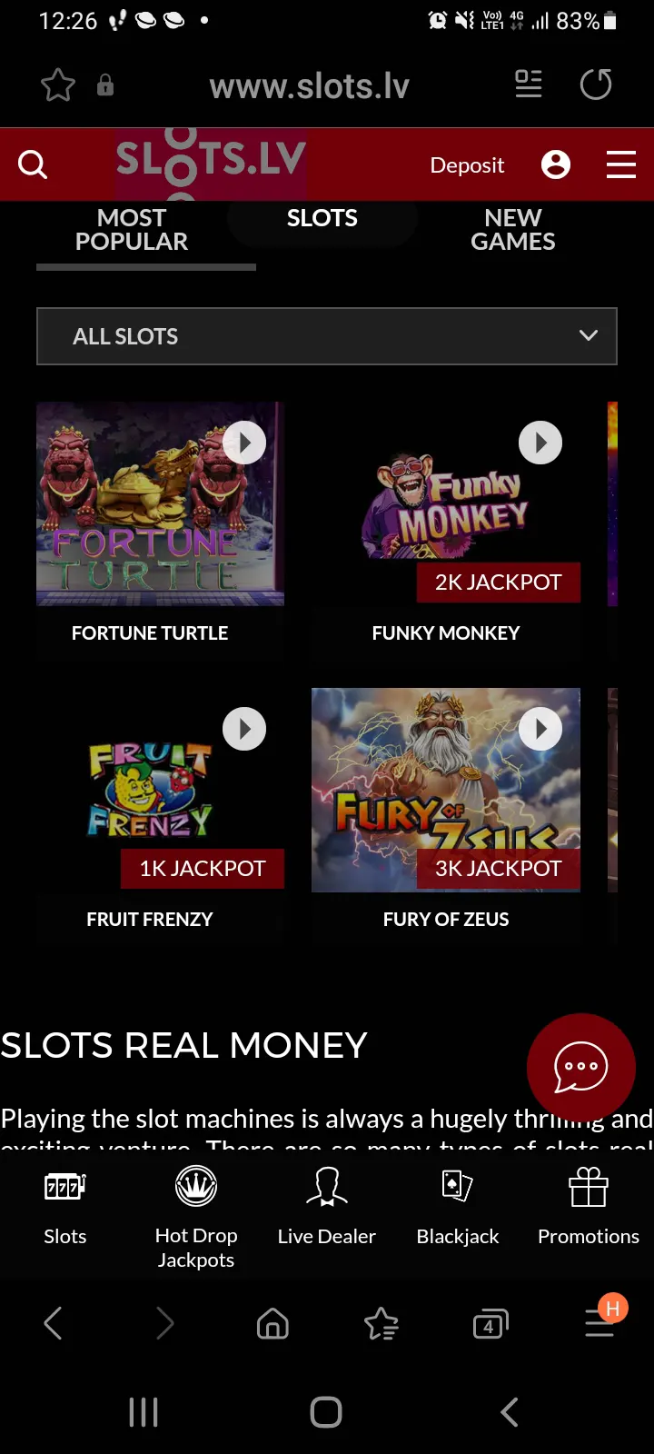 Slots.lv casino app screenshot 1