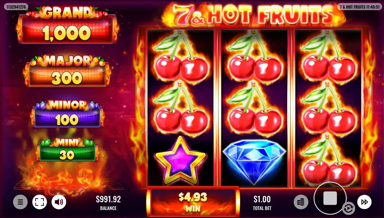 7 & Hot Fruits Symbols and Payouts