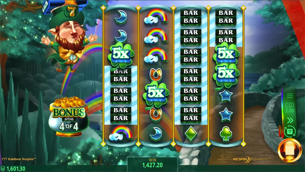 777 Rainbow Respins Symbols and Payouts