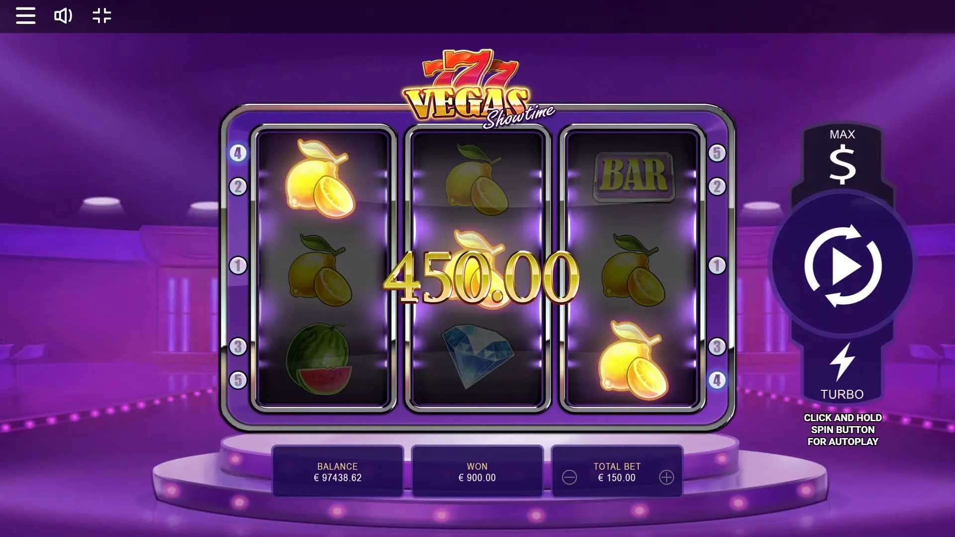 777 Vegas Showtime Symbols and Payouts