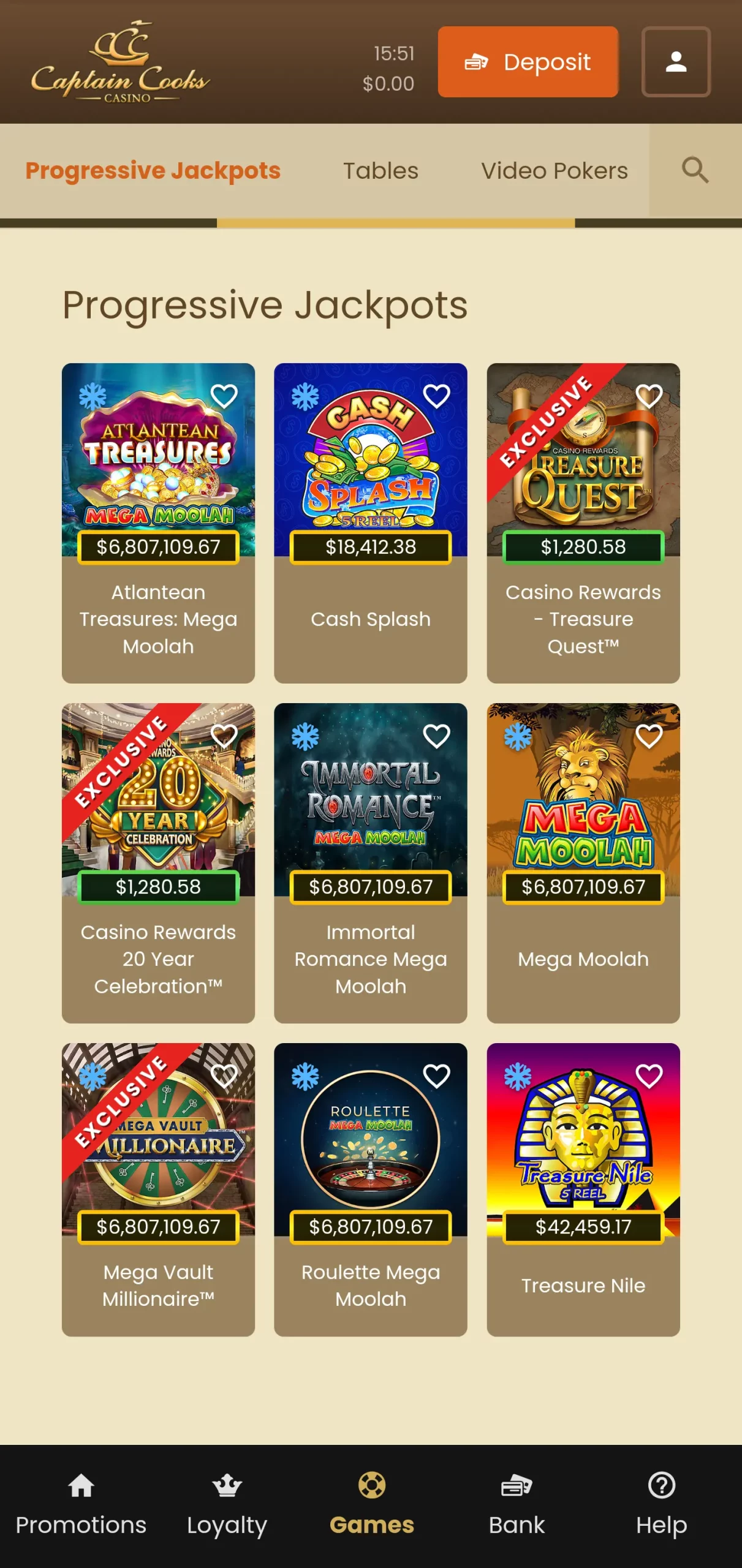 Captain Cooks casino app screenshot 5