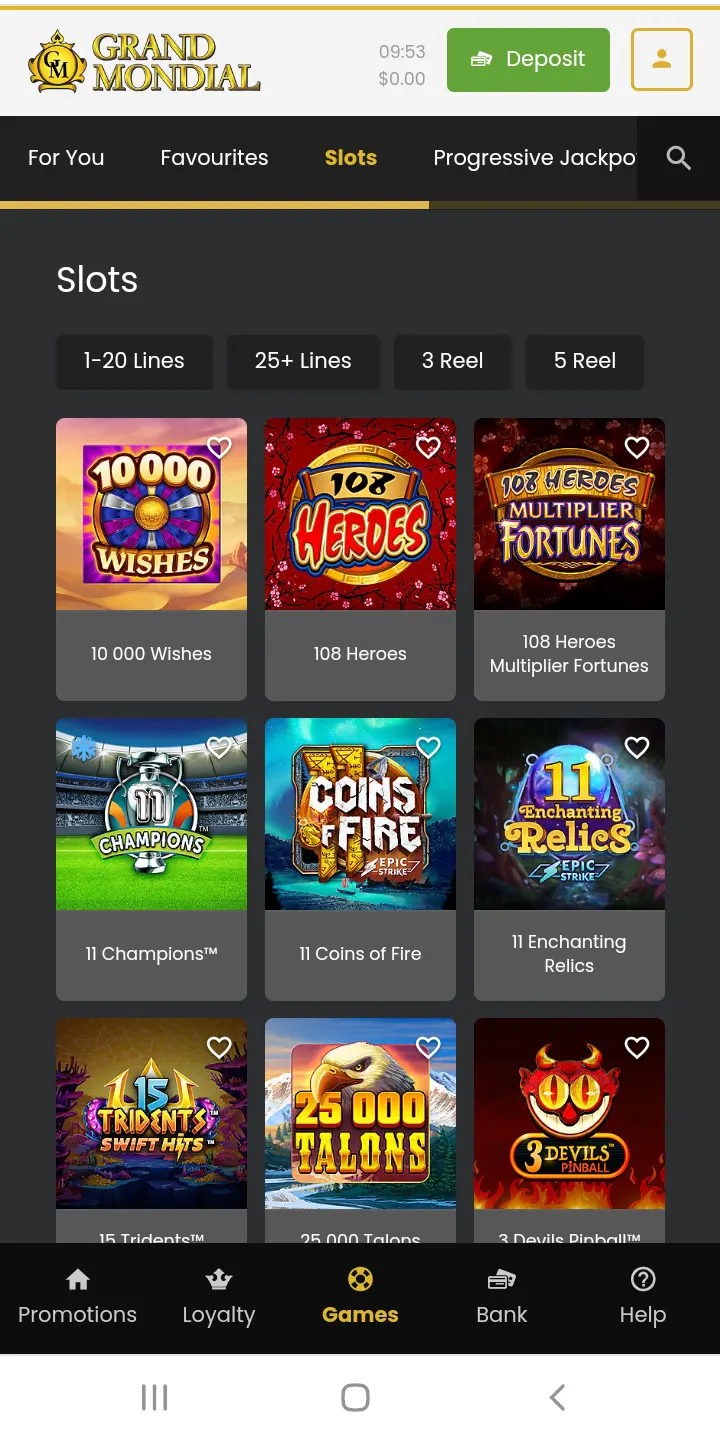 Grand Mondial casino app screenshot 1