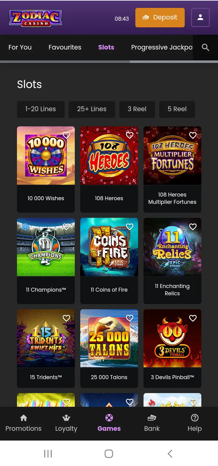 Zodiac casino app screenshot 1