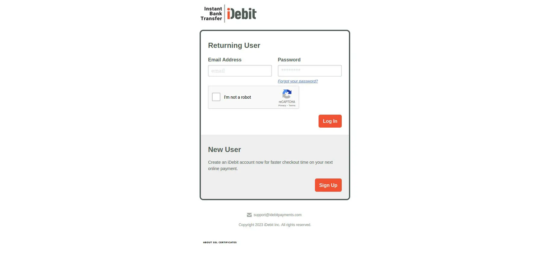 iDebit Registration step 2