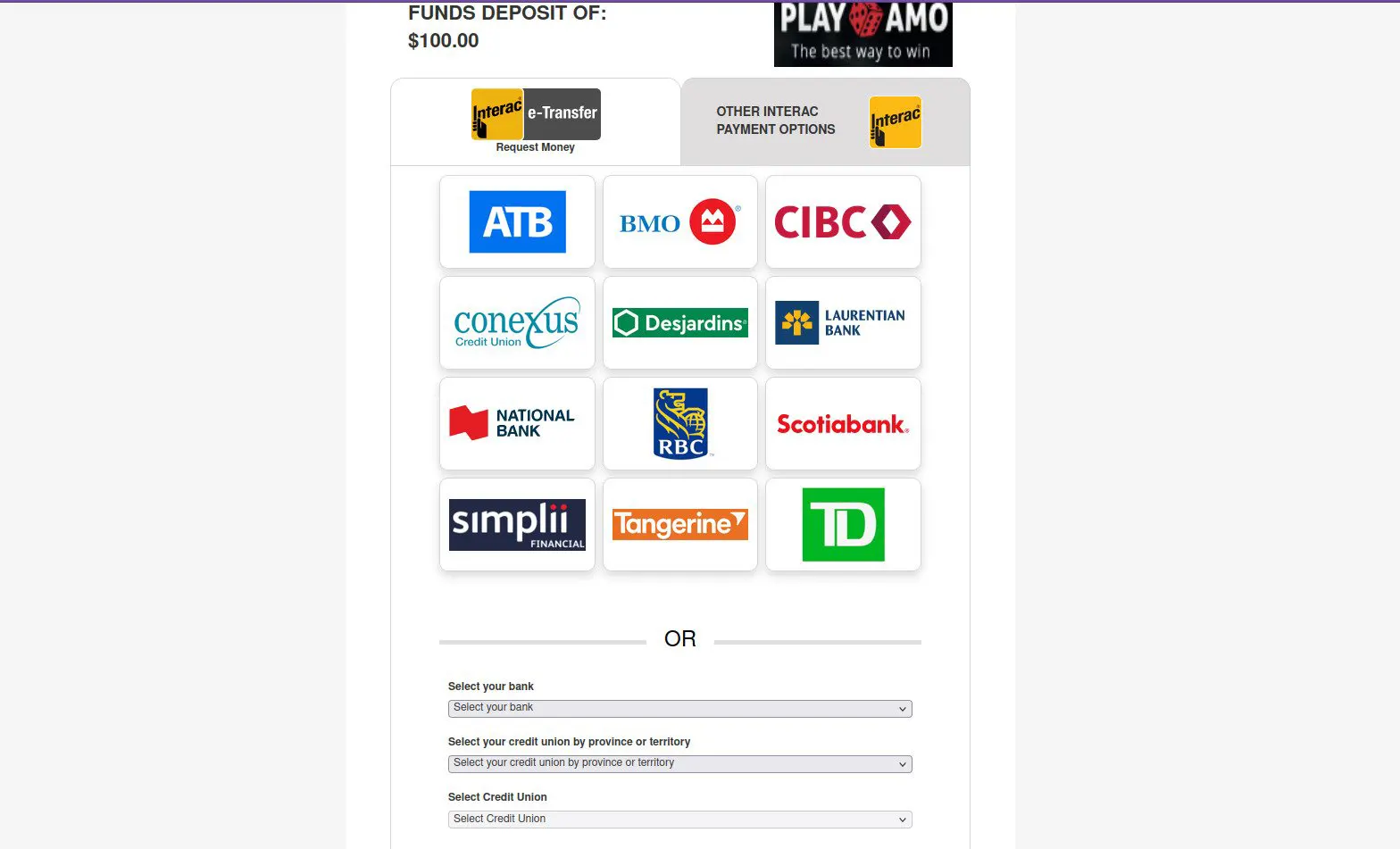 Interac Registration step 3