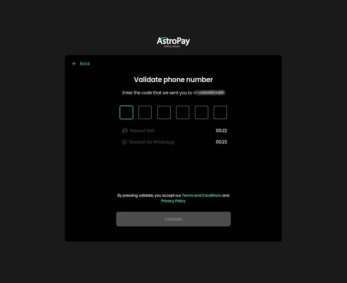 AstroPay Registration step 3