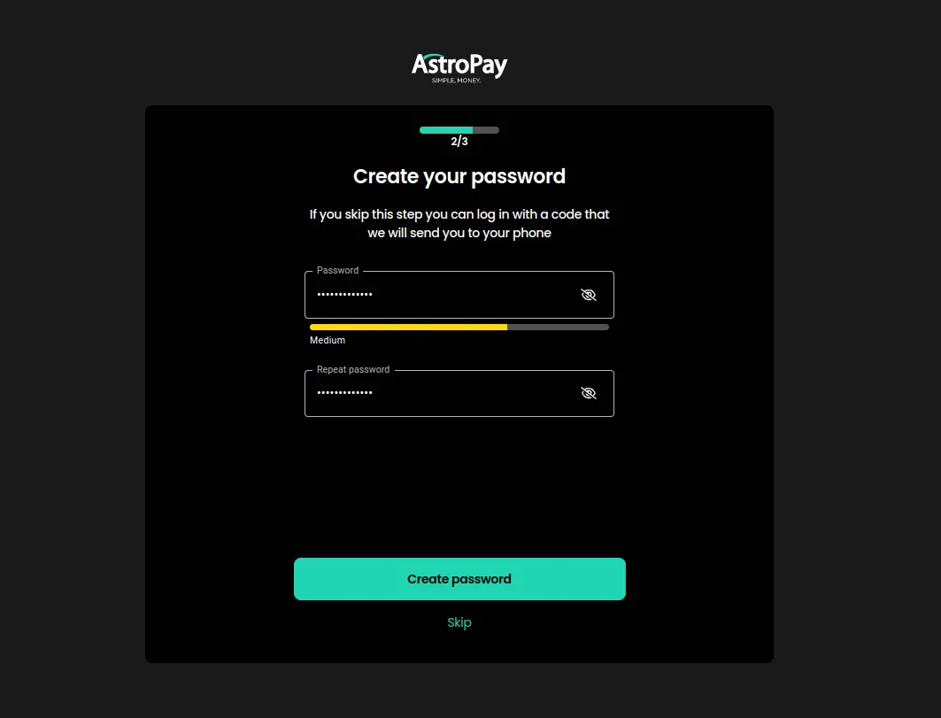AstroPay Registration step 4